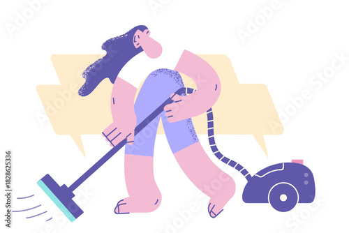 Housework and vacuum cleaning concept.