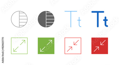 Flat Colored View Control Icon Set in Outline and Solid Style for Fullscreen and Accessibility