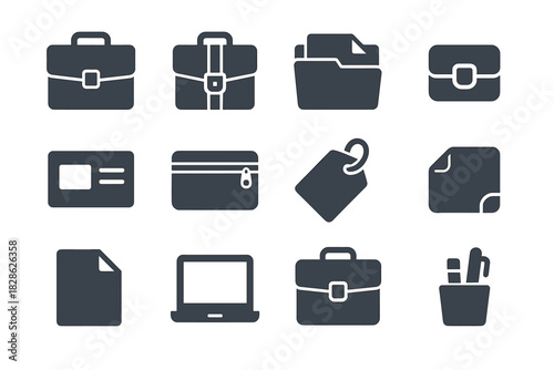 Vector tag pocket icon edge lock briefcase corner inside leather minimal handle