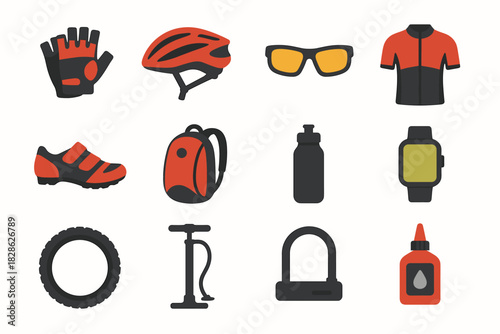 Icon water watch lube vector chain cycling lock icons light bottle gloves