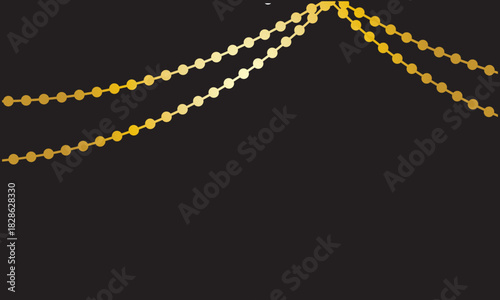 Festive glowing string lights vector. Warm white decorative string lights hanging across a backdrop, perfect for celebration graphics, event invitations, and holiday designs.
