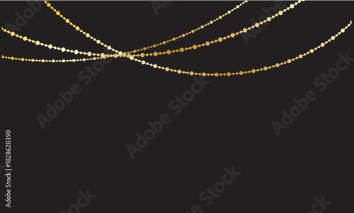 Festive glowing string lights vector. Warm white decorative string lights hanging across a backdrop, perfect for celebration graphics, event invitations, and holiday designs.
