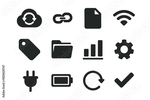 Checkmark data plug wifi icon sync refresh folder chart cloud vector link