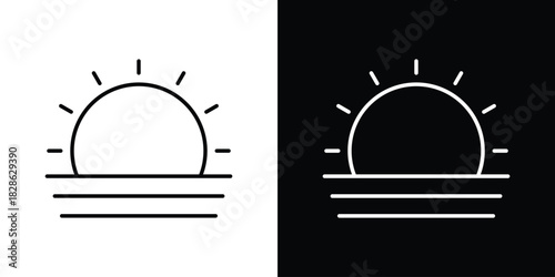 Sunrise icons symbols. Collection of simple black icons