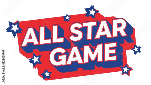 All Star Game logo with stars and red and blue text representing a sports event or competition