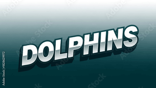 Miami Dolphins Text Effect Illustration A Bold, Metallic Wordmark Design for Sports and Branding