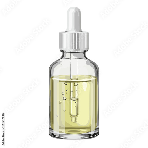Cuticle oil bottle with dropper containing golden oil  