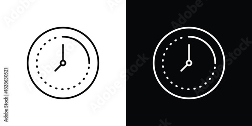 Time quarter past icons symbols. Collection of simple black icons