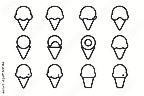 Ice curved circle spark icon dot cream minimal arc vector cone hinge