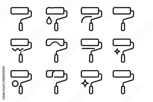 Icon vector drop arc roller hinge paint outline handle base spark minimal