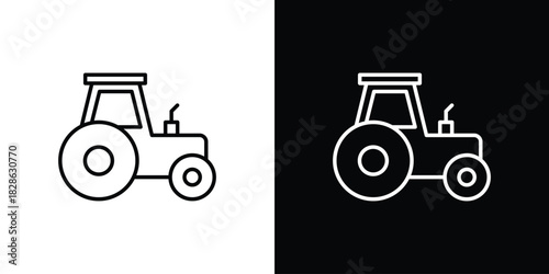 Tractor icons symbols. Collection of simple black icons