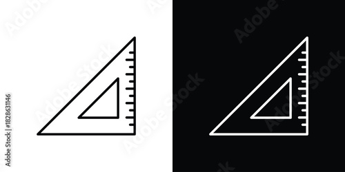 Triangle ruler icons symbols. Collection of simple black icons