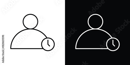 User time icons symbols. Collection of simple black icons
