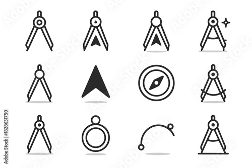 Circular dial compass icon vector base arc icons arrow minimal shadow ring