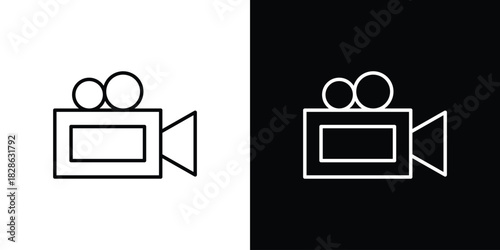 Video camera icons symbols. Collection of simple black icons