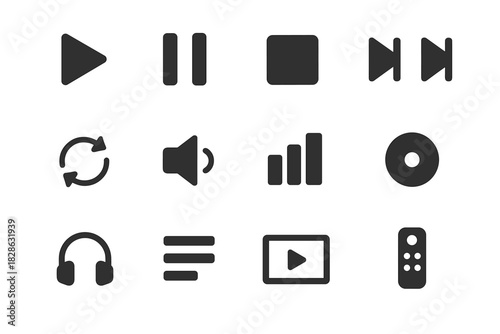 Arrows triangle vector skip speaker headphone icon media player stop square repeat