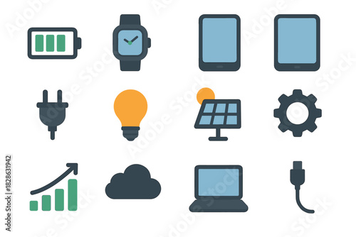 Laptop tablet cloud watch phone chart device icon vector icons smart gear
