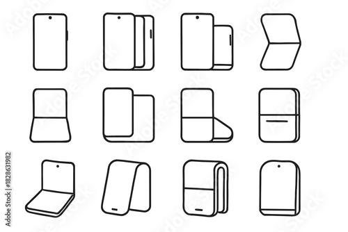 Smartphone flat frame vector base icon side dot fold hinge curved icons