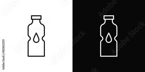 Water bottle icons symbols. Collection of simple black icons