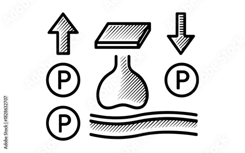 Traffic symbols for parking and direction in linear style