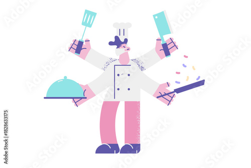Multi tasking and working as chef concept