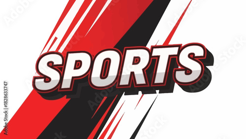 Bold and dynamic text graphic overlay reading 'SPORTS' with striking red and black diagonal accents, symbolizing energy and competition