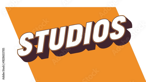 Studios text effect design on orange background for studio branding