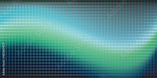 Futuristic neon texture with vibrant shades of blue green gradients and bright smooth fluted vertical lines. Bold dynamic design blending smooth tones and radiant colors for modern visual art project 