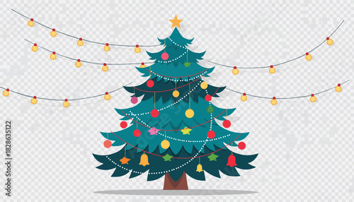 Christmas Tree Flat Vector Illustration