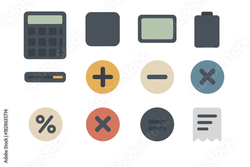 Strip numeric set addition digital icon percentage buttons vector calculator button