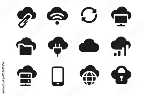 Signal icons icon arrow connection cloud globe vector phone plug wifi server