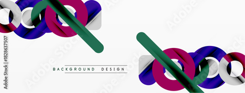 Abstract colorful shapes overlap, creating dynamic composition. Modern design elements suggest creativity, energy, visual appeal.