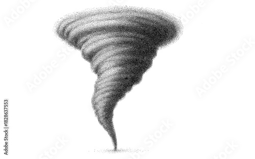 Detailed tornado stipple artwork with monochrome spiral pattern