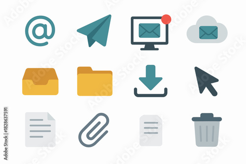 Clip email attachment icon digital plane vector trash icons inbox symbol sheet