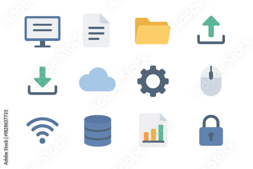 Icon folder upload database arrow mouse digital vector icons document file cloud