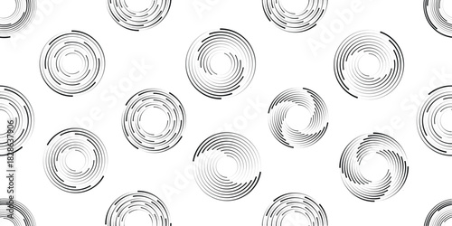 Vector circular halftone dots seamless pattern- Endless pattern for wallpapers, wrapping and packaging. Repeatable pattern with various creative vortex, concentric, rotated , circle design elements