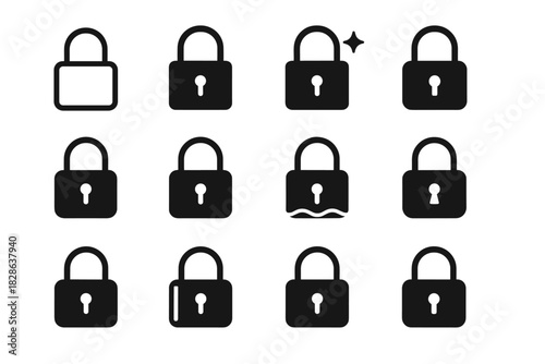 Lock curve spark fold icon vector hinge wave curved minimal dot