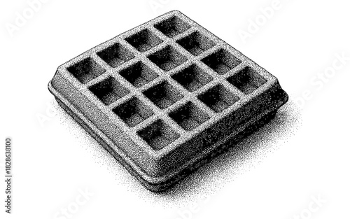 Retro dot style waffle design: monochrome halftone artwork