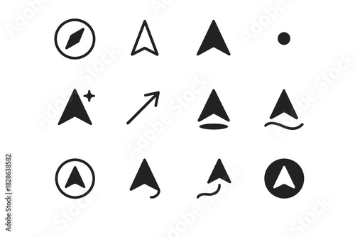 Compass minimal icons path slim curve ring fold vector dot icon north