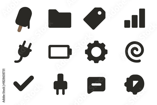 Icon ice chart vector plug cream chocolate modern melting swirl folder tag