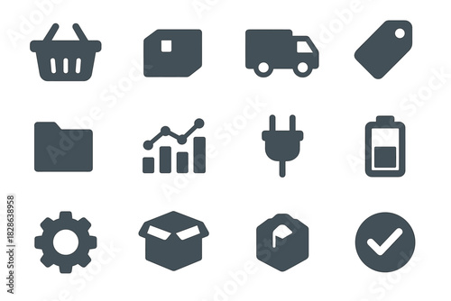 Battery vector icon shopping plug truck icons folder box delivery gear tag