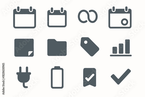 Folded marked minimalist plug edge rings checkmark chart vector tag icon calendar