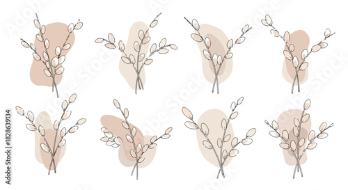 Willow branches with abstract shapes