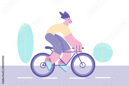 Riding on bicycle and summer activities concept
