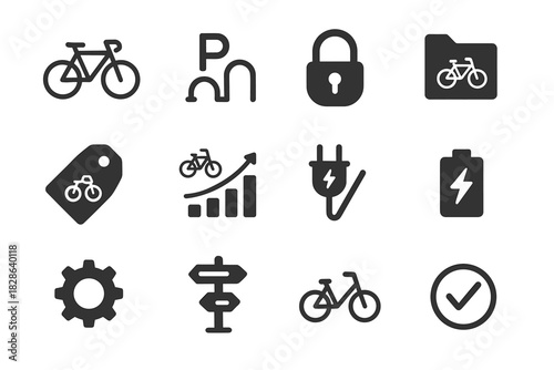 Folder icons icon checkmark plug stand bicycle vector rack bike parking lock