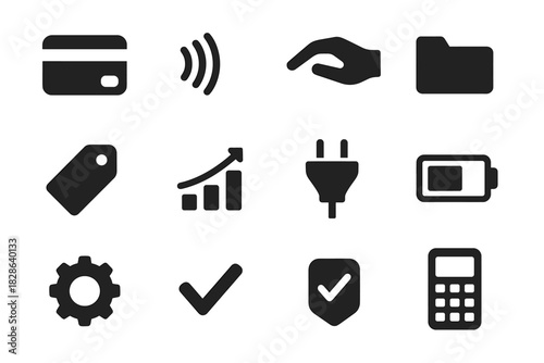 Credit vector gesture icons payment plug icon card checkmark contactless gear hand