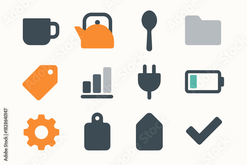 Spoon vector tag kitchen battery cup board utensil gear cutting icon chart