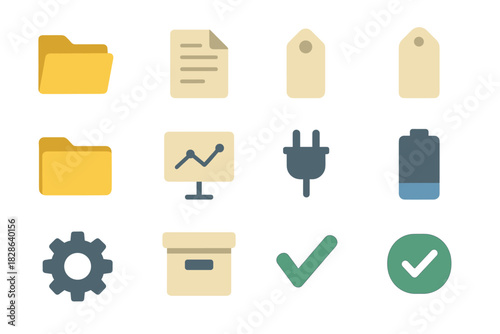 Folder vector open icons battery office checkmark storage gear document icon plug