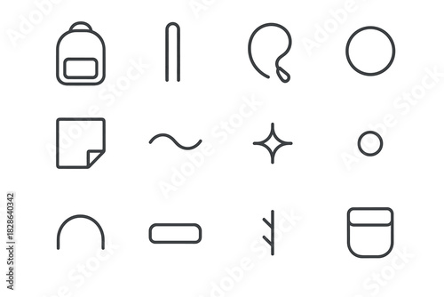 Base handle spark vector fold minimal backpack wave curve icons zipper strap