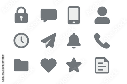 Clock lock icons star bell vector arrow heart private chat phone icon